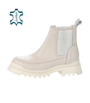 Beige chelsea ankle boots with rubber 5002