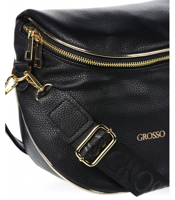 Black crossbody handbag with the inscription GROSSO PENY