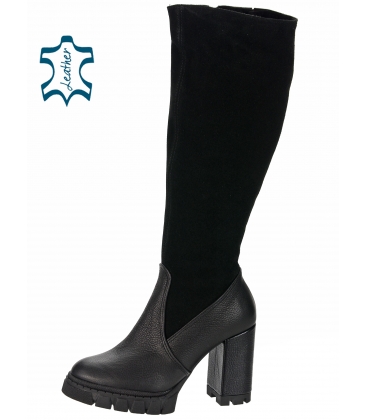 Black elegant combined boots DKO2357