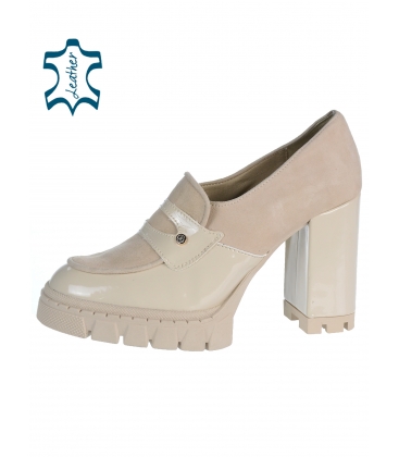 Beige lacquered ankle boots DLO2333