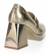 Gold extravagant pumps on a thick heel with decoration DLO2364