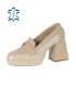 Beige leather pumps with OL 2350 logo