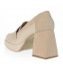 Beige leather pumps with OL 2350 logo