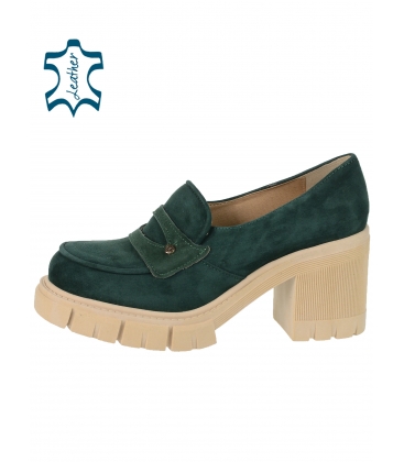 Green shoes made of brushed leather DLO2351