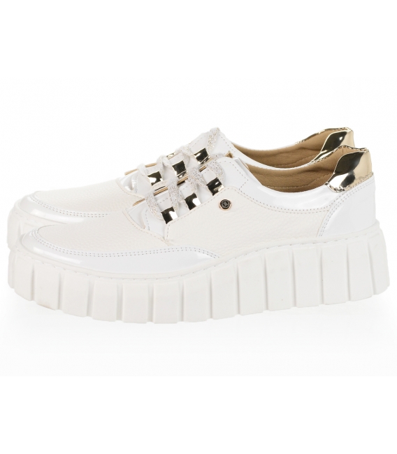 White and gold sneakers on Rosella 2118 sole