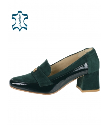 Green low shoes made of brushed leather and with OL logo DLO2329