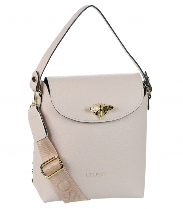 Stylish beige handbag with gold accessories VERA beige