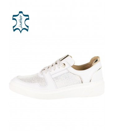 White and gold glitter sneakers on the sole desa 7152