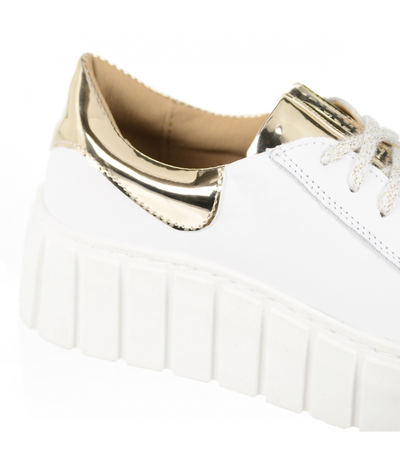 White and gold sneakers on Rosella sole with gold OLIVIA band 7150