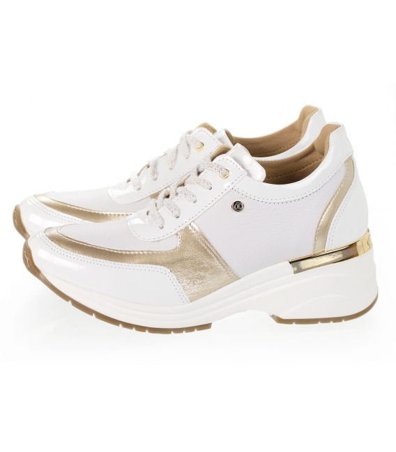 White sneakers with gold trim on the sole Tamira 3304