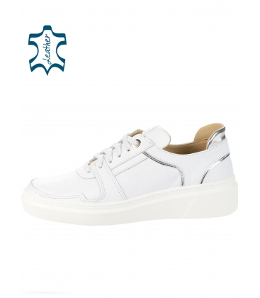 White sneakers with silver trim on the sole DESA 7152
