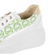 White comfortable sneakers with green logo OL DBA2367