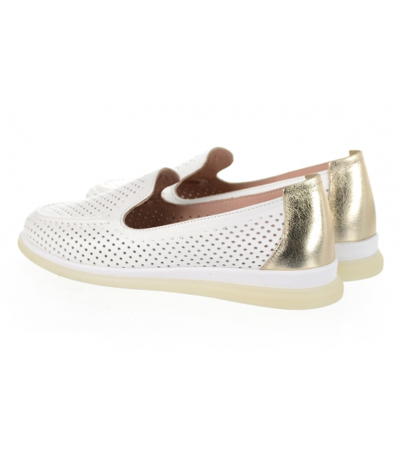 White and gold comfortable perforated shoes 1000