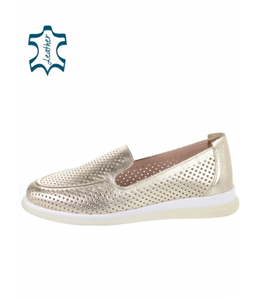 Gold comfortable perforated shoes 1000