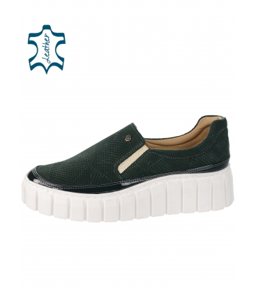 Green slip-on sneakers with a delicate pattern on the sole rosella DTE3316
