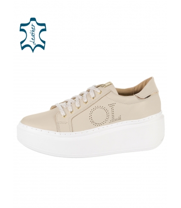 Beige sneakers with OL logo on sole ML DTE7503