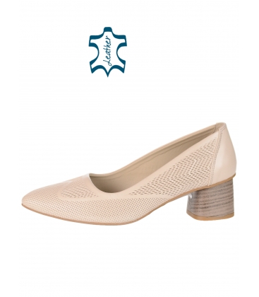 Beige comfortable perforated pumps DLO 001-06