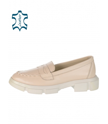 Beige comfortable patent shoes 001-635