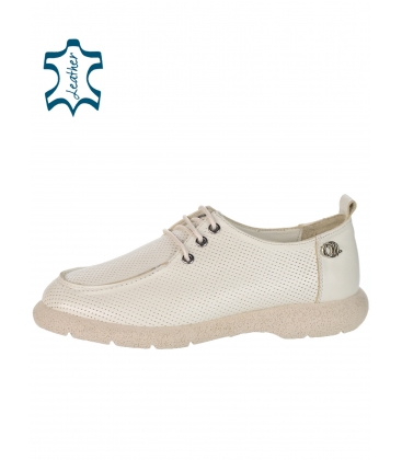 Beige comfortable ankle boots with logo OL 011-99