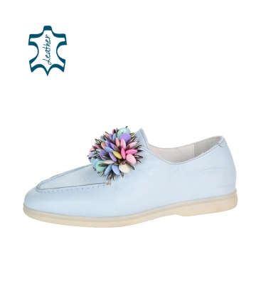 Playful blue ankle boots with colorful decoration 2254