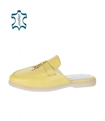 Yellow flip-flops with gold decoration 2110