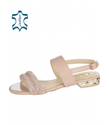 Beige elegant sandals with rhinestone decorative straps DSA2385