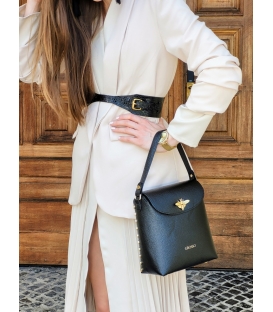 Stylish black handbag with gold accessories VERA black