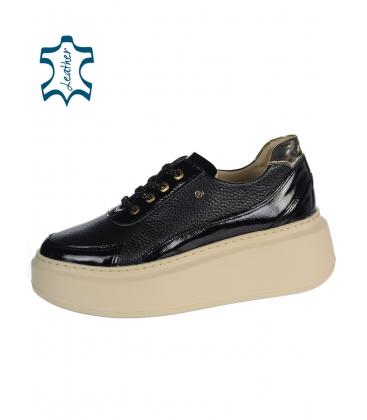 Black comfortable simple sneakers on sole ML DTE2367