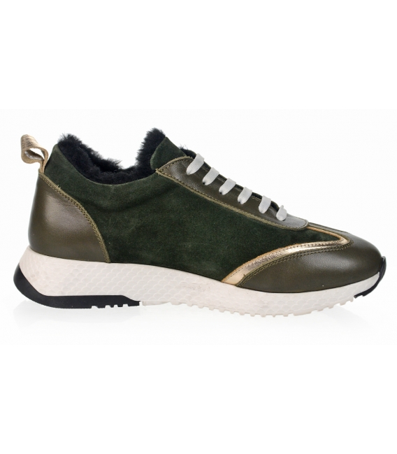 Green-gold insulated sneakers 004-1250