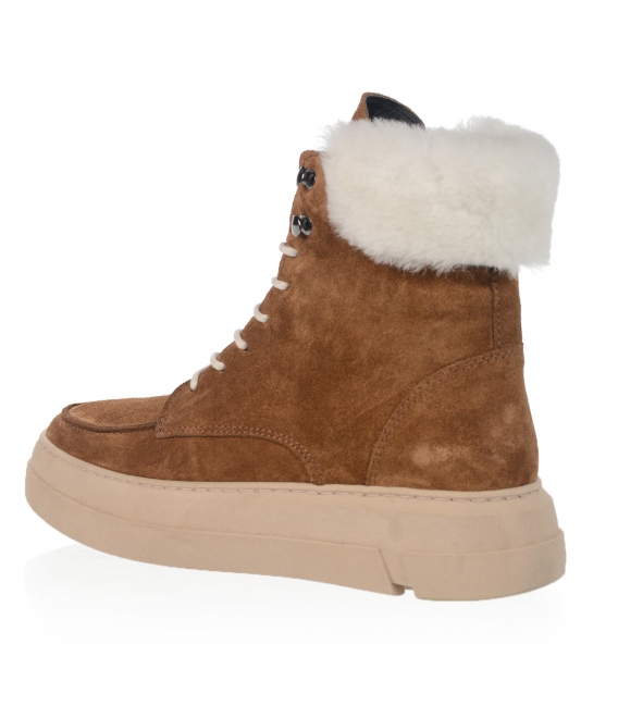 Cinnamon sports ankle boots in brushed leather with fur 10408
