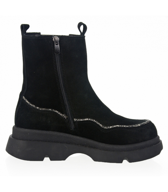 Black ankle boots with decorative trim 027-H.100
