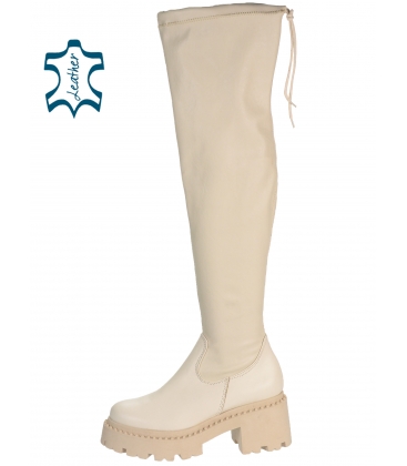 Beige boots with elastic saree DCI2411