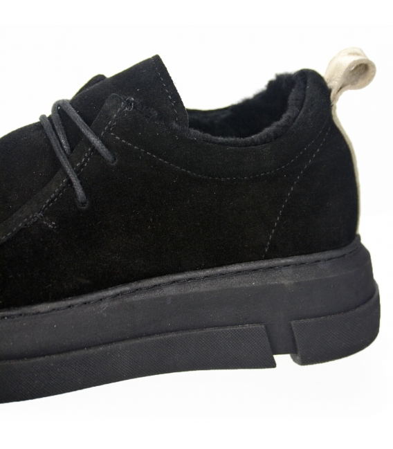 Black insulated sneakers made of brushed leather 2318-KA