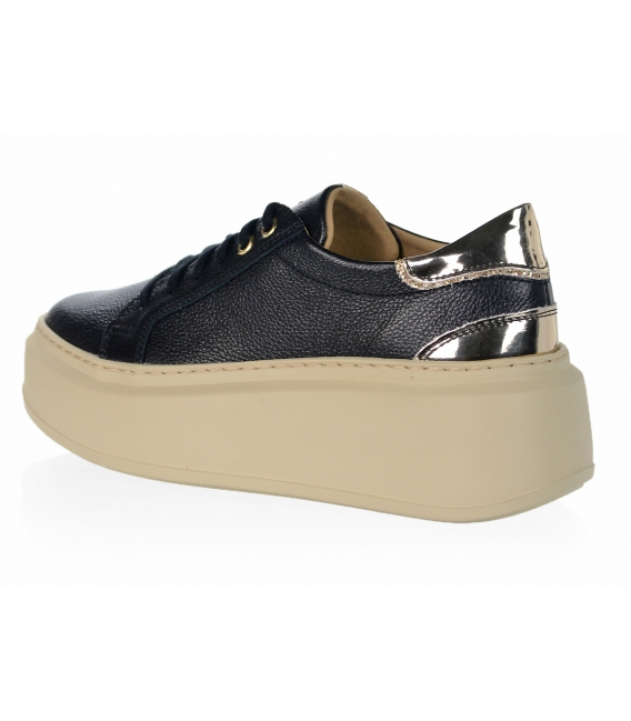Black comfortable sneakers on a beige sole ML 7507