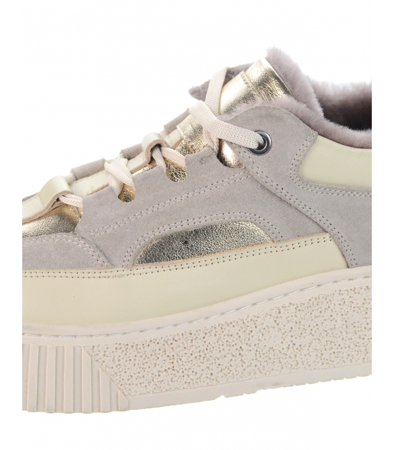 Beige-gold elegant insulated sneakers 001-706