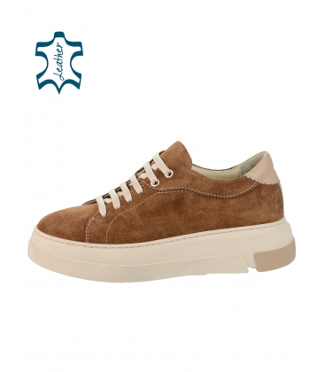 Cinnamon sneakers made of brushed leather 2302