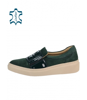 Comfortable green slip-on shoes with rubber sole 045/N