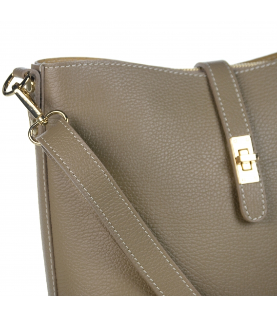 Beige simple leather handbag Emilia