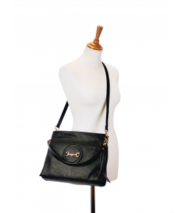 Black leather handbag with Milly decoration