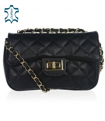 Small elegant black leather handbag Noemi