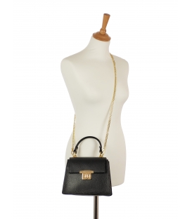 Elegant black leather handbag with Eli chain