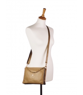 Beige leather handbag with chain Renáta