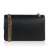 Leather black crossbody handbag with a chain and gold ornament Edita