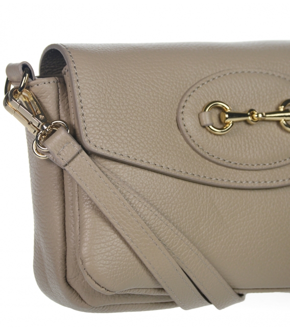 Beige leather handbag with golden Celeste decoration