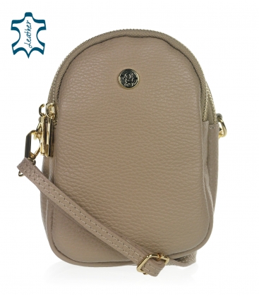 Small beige leather handbag Lujza