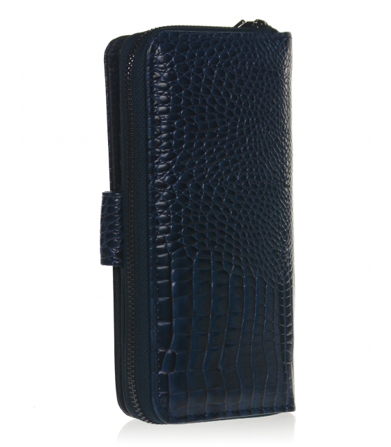 Women's black patent leather wallet with crocodile pattern GROSSO PN34