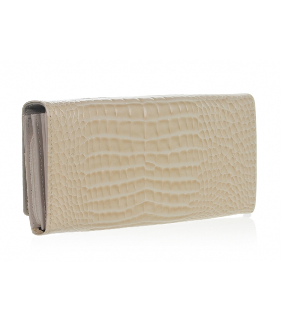 Women's beige leather wallet with a PN20 pattern