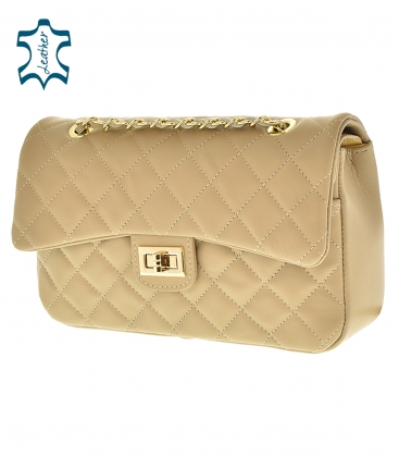 Small elegant beige leather handbag Noemi