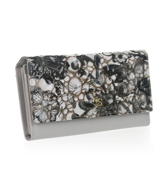 Women's floral black and white wallet GROSSO PN26