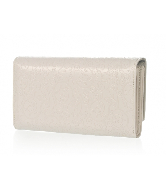White-grey leather wallet with floral print PN20 white